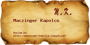 Maczinger Kapolcs névjegykártya